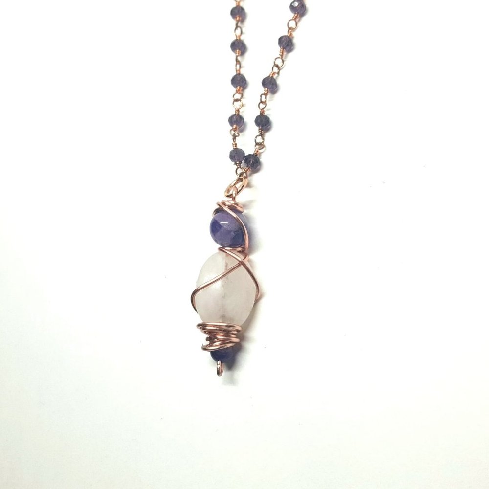 Rose Quartz Amethyst Garnet Crystal Choker Necklace